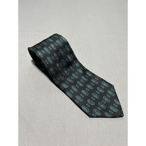 BRIONI Mens Neck Tie Black Green Silk Handmade Made‎ In Italy